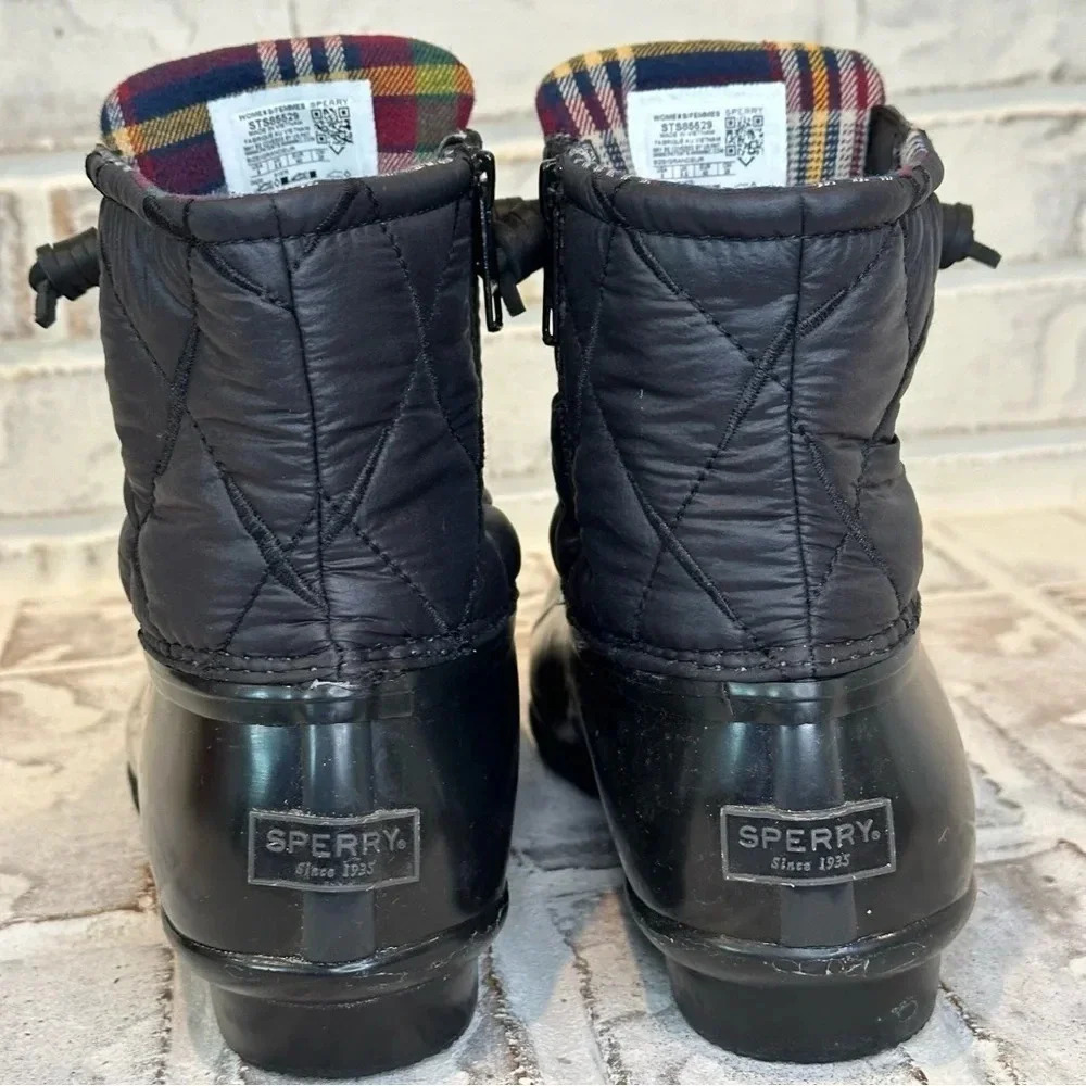 Sperry Women's Saltwater Nylon Quilt Rain Boot Black Size 9 - Picture 8 of 12